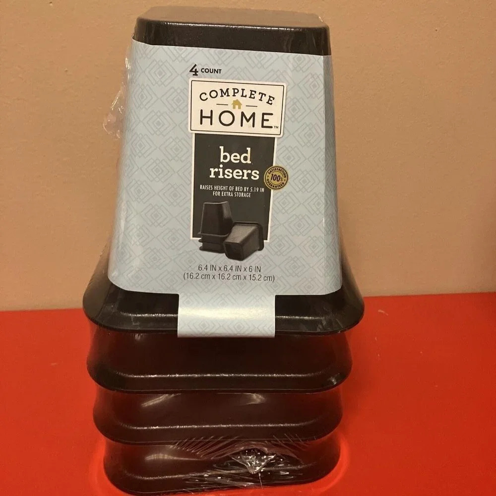 Bed Risers, Complete Home, Set Of 4, Raises Height of Bed By 5.19 Inches, New